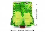 2-Conductor Ground Terminal Block 95 mm Lateral Marker Slots Only for Din 35 x 15 Rail 2.3 mm Thick Copper Power Cage Clamp 9500 mm Green-Yellow 5/Pk