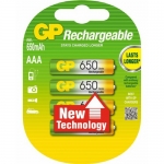 NiMH Rechargable Batteries AAA Low Self Discharge 1.2V 650mAh 10.5x44.5mm 4qty/pk