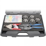 Aven Deluxe Crimping Tool Kit w/ Frame 5 Dies Wire Stripper and 148 pc Connector Set 