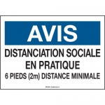 AVIS Distanciation Sociale En Practique... Sign 10'' H x 14'' W Plastic French
