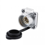 LP-20 Series Waterproof Connector M20 12-Pin Male Panel-Mount Socket IP67 Zinc Alloy up to 250Vac 5Amp 5-Hole Installation