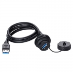 YU-USB Series USB 3.0 Waterproof Connector Female Panel-Mount Socket (with 1 Meter Cable and USB 3.0 Type A Male Terminal) IP67