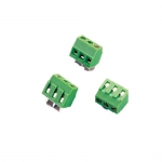 Terminal Block Right Angle Type 3P 8.6mm Suitable For 16-24 AWG Tin Plated Green Insulator RoHS 1000/Reel