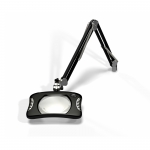 O.C.White 7x5.25'' Green-Lite  Rectangle LED Magnifier 4 Diopter 2X ESD Safe Table Edge Clamp Carbon Black