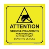 Attention Clean ESD Area Labels Yellow/Black 2'' x 2'' 3'' Core 500/Roll
