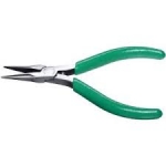 Xcelite 5'' Slimline Needle Nose Pliers w/ Green Cushion Grips Serrated Jaws Carded