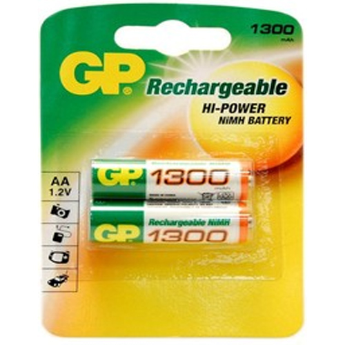 NiMH Rechargable Batteries AA Low Self Discharge 1.2V 1300mAh 14.5x50.5mm 2qty/pk
