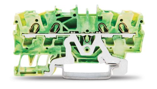 4-Conductor Ground Terminal Block 2.5 mm Suitable for Ex E Ii Applications Side and Center Marking for Din-Rail 35 x 15 and 35 x 7.5 Push-In Cage Clamp 250 mm Green-Yellow 100/Pk