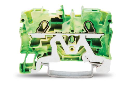 2-Conductor Ground Terminal Block 4 mm Suitable for Ex E Ii Applications Side and Center Marking for Din-Rail 35 x 15 and 35 x 7.5 Push-In Cage Clamp 400 mm Green-Yellow 50/Pk