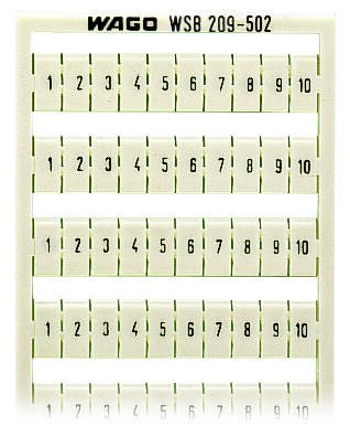 WSB Marking Card as Card Marked 1 ... 10 (10X) Not Stretchable Horizontal Marking Snap-On Type White 5/Pk