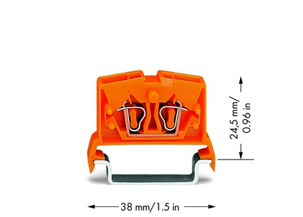 2-Conductor Miniature Through Terminal Block 2.5 mm with Test Option Center Marking for Din-Rail 35 x 15 and 35 x 7.5 Cage Clamp 250 mm Orange 100/Pk