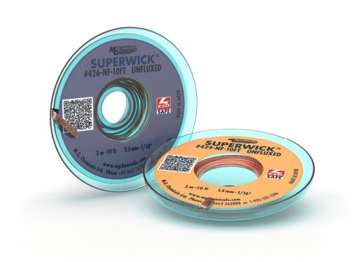 Superwick - #4 Blue, Static Free, Unflux, 2.5mm - 1/16'', 10ft