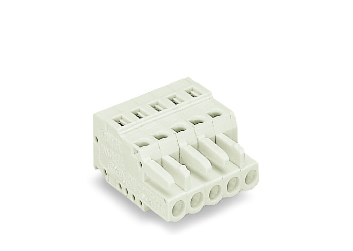1-Conductor Female Plug Mismating-Proof 2.5 mm Pin Spacing 5 mm 3-Pole 250 mm Light Gray 100/Pk