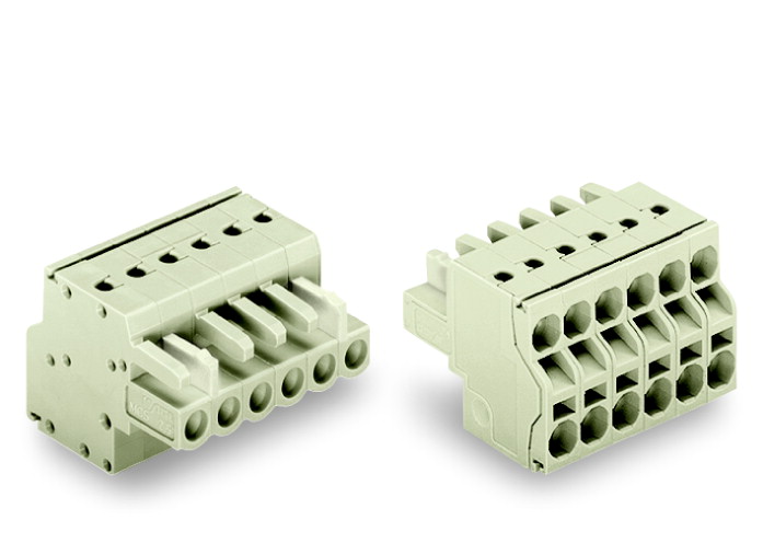 2-Conductor Female Connector Mismating-Proof 2.5 mm Pin Spacing 5 mm 3-Pole 250 mm Light Gray 100/Pk