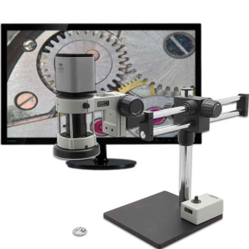 Digital Microscope Mighty Cam ES 7x-70x Macro Lens w/ Double Arm Boom Stand
