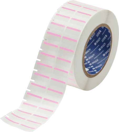 B-494 Color Polyester Labels 0.375 in H x 1 in W Pink/White 3000/Roll