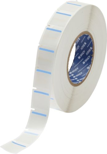 B-494 Color Polyester Labels 1 in H x 1 in W Blue/White 3000/Roll