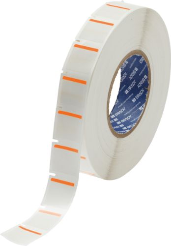 B-494 Color Polyester Labels 1 in H x 1 in W Orange/White 3000/Roll