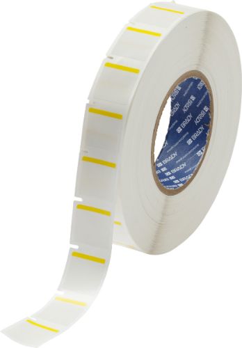 B-494 Color Polyester Labels 1 in H x 1 in W White/Yellow 3000/Roll