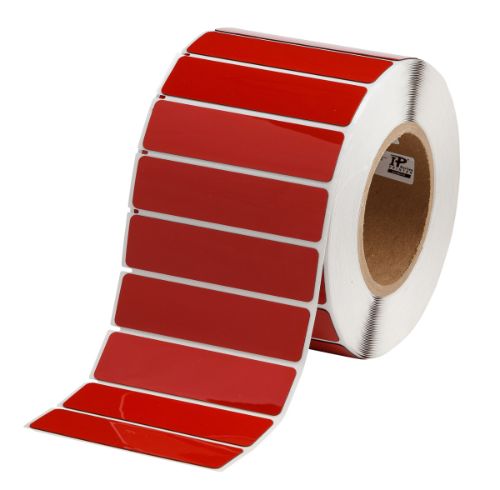 Foam Backed Raised Panel Labels 1'' H x 4'' W Red Roll of 500 Labels