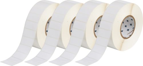 ToughBond Satin Polyester Labels 1'' H x 2'' W White Case of 4 Rolls