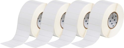 ToughBond Satin Polyester Labels 1'' H x 3'' W White Case of 4 Rolls