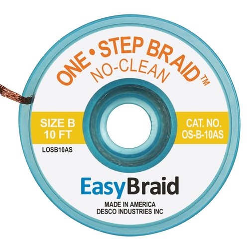 One-Step No Clean Braid 0.050 ESD 10' Roll 1/Pk