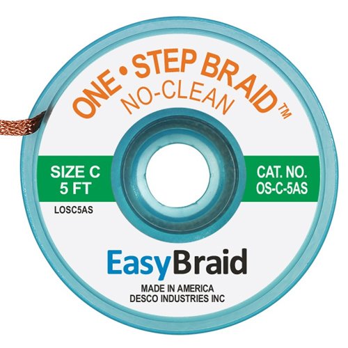 One-Step No Clean Braid 0.075 ESD 5' Roll 1/Pk