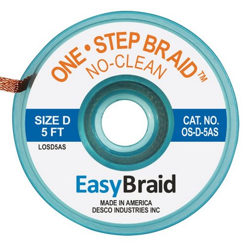 One-Step No Clean Braid 0.100 ESD 5' Roll 1/Pk