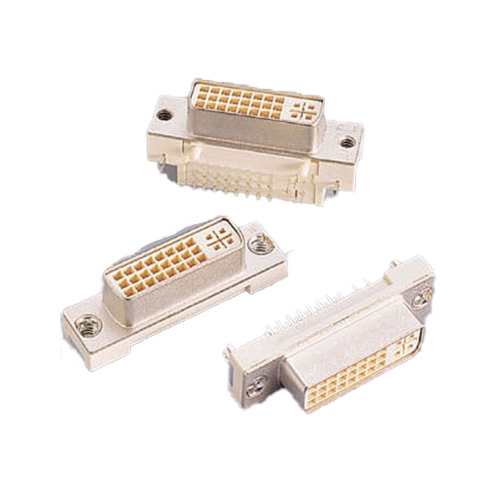 DVI Integrated 29P Female Straight Type Without Screws Gold Plating White Insulator RoHS 1000/Tray