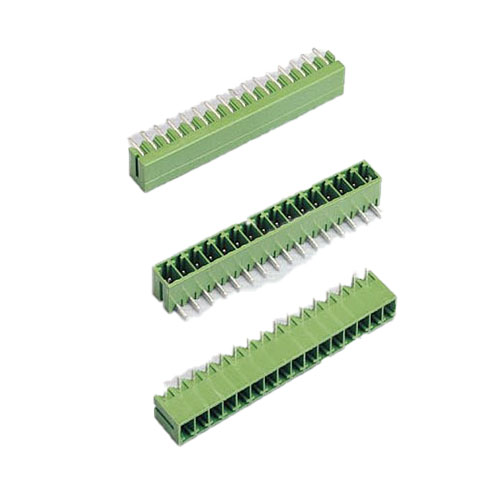 Terminal Block Straight Type 2P Without Screw Hole Tin Plated Green Insulator RoHS 200/Box