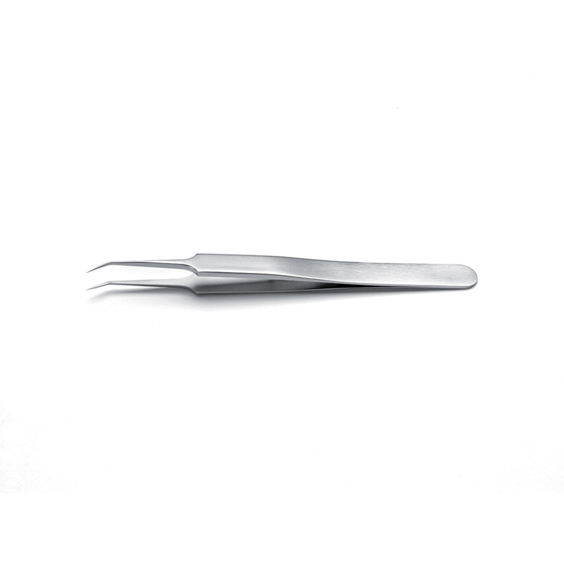 Ideal-tek High Precision Tweezers Anti-Acid/Anti-Magnetic Stainless Steel Tips: Bent Very Fine Sharp Superior Finish OAL 110mm