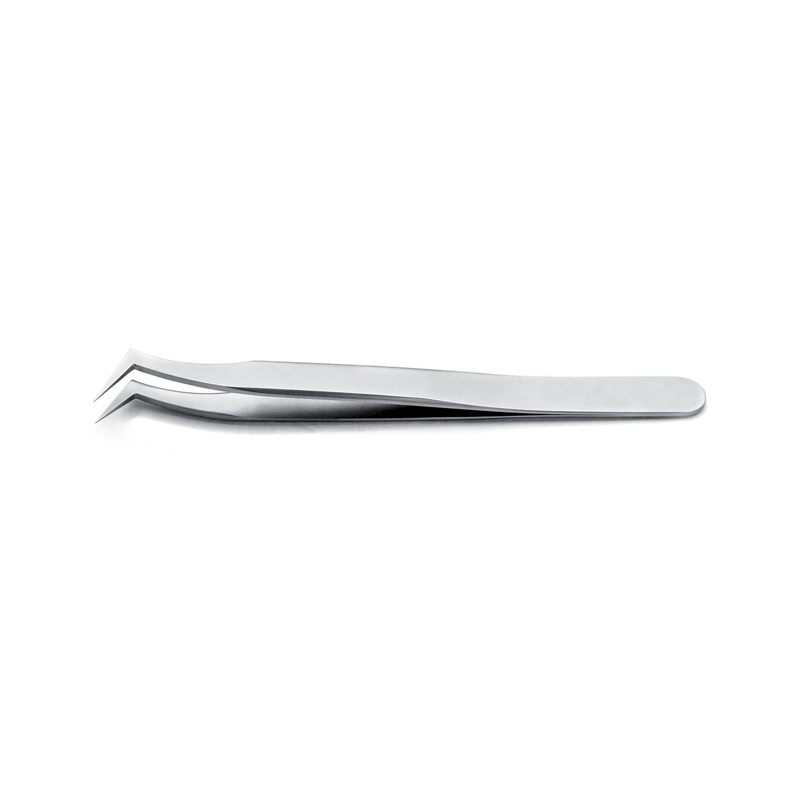 Ideal-tek High Precision Tweezers Anti-Acid/Anti-Magnetic Stainless Steel Tips: Angled Very Fine Superior Finish OAL 120mm