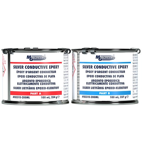 Silver Conductive Epoxy 4 Hr Working Time / High Conductivity (0.006 &#8486;•cm) 500g 200ml Tub Kit
