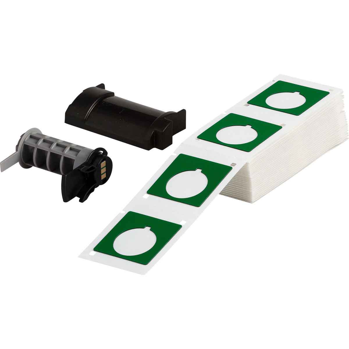 Raised Panel Push Button Labels for M6 M7 Printers 1.8'' x 1.8'' Green 100/Box
