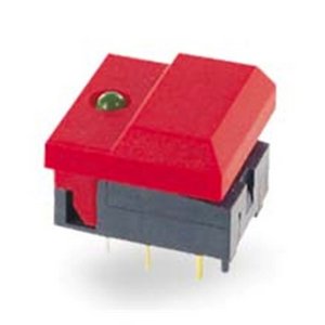 Illuminated SPDT Snap Acting Pushbutton Switch 17.5x17.3mm Red Cap Yellow LED