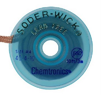Solder-Wick Lead-Free 0.110''/2.8mm Blue 10'