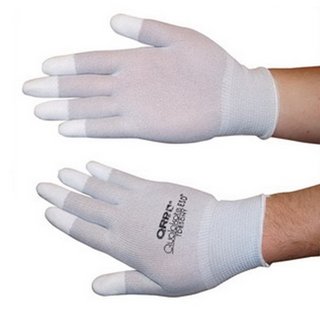 Qualaknit PU Finger Tip Dipped Carbon/Nylon Knit Gloves 1 Pair Large