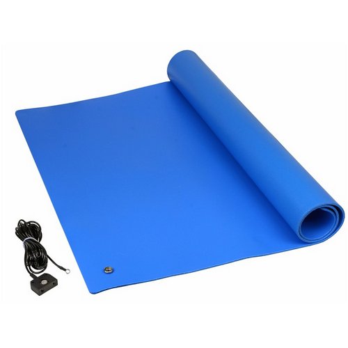 Dissipative Vinyl 3-Layer Table Roll Blue 2' x 3' w/ Cord