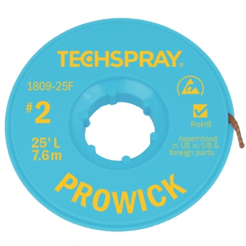 TechSpray Pro Wick Yellow #2 Rosin Braid Anti-Static Spool 25'