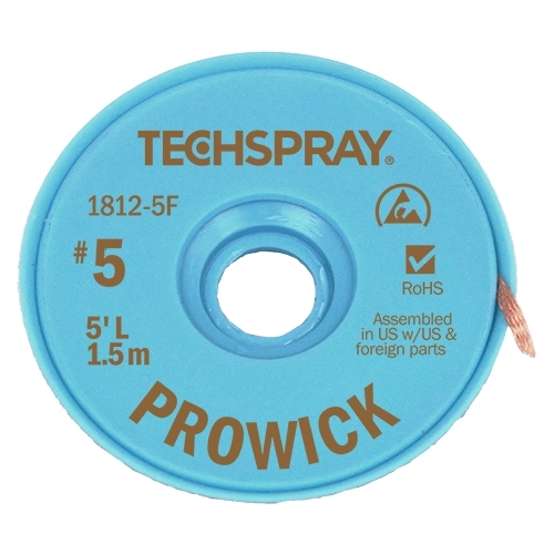 TechSpray Pro Wick Brown #5 Rosin Braid Anti-Static Spool 5'