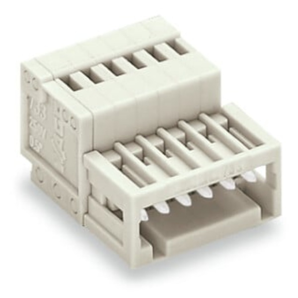 Wago 5 Pos 1-Conductor Male Connector 100% Light Gray 100/Box