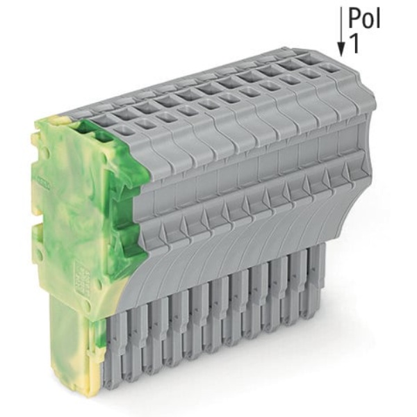 Wago 14 Pos 1-Conductor Female Plug 1.5 mm Green-Yellow/Gray 10/Box