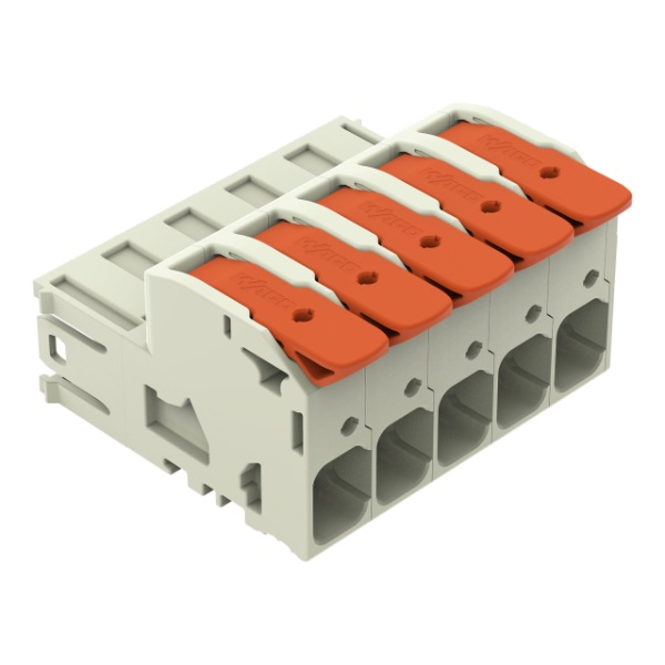 Wago 5 Pos 1-Conductor Male Connector 100% Light Gray 20/Box