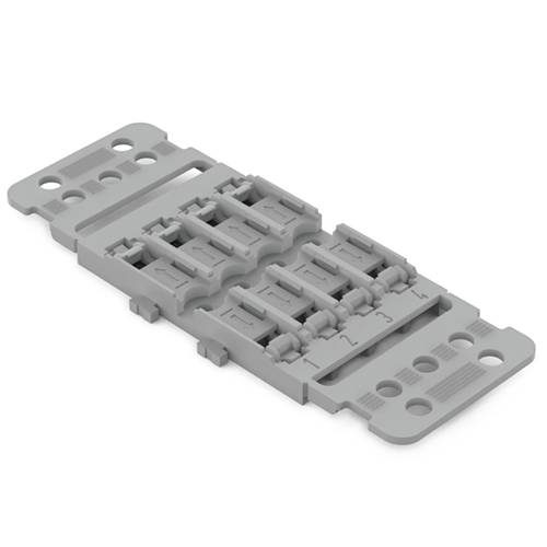 WAGO 221 Mounting Carrier 4-Way w/ Strain Relief for 221 Inline for Screw Mounting Gray 5/Pk