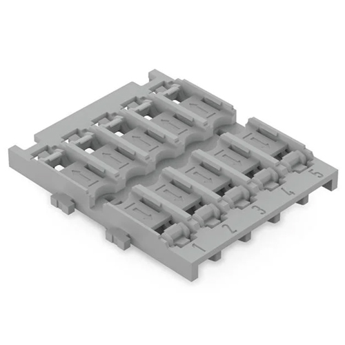 WAGO 221 Mounting Carrier 5-Way without Strain Relief for 221 Inline for Snap-in Mounting Gray 5/Pk