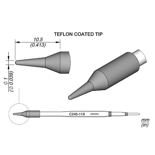 Soldering Teflon Tip 1 mm Conical for T245