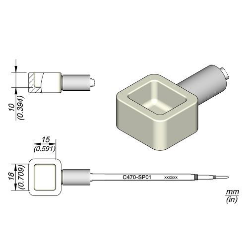 Soldering Tip 15x18 mm Ti Pot for T470